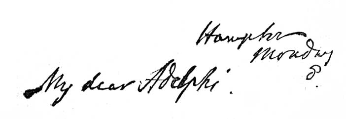 Salutation of letter from Garrick to the 'Adelphi'