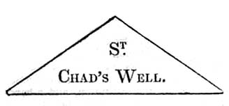 triangular sign of St. Chad's Well